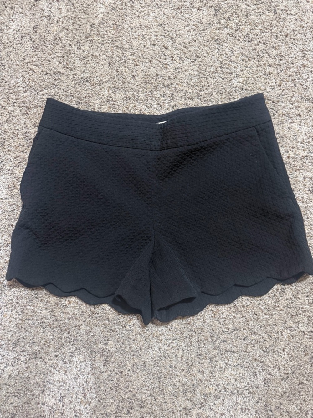 LOFT Black Scalloped Hem Shorts